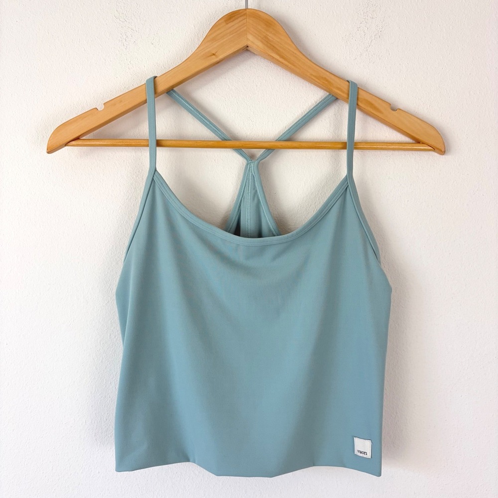 Vuori XS Elevation Plyo Tank Light Blue Cropped Athletic Top VW1098 Womens Small